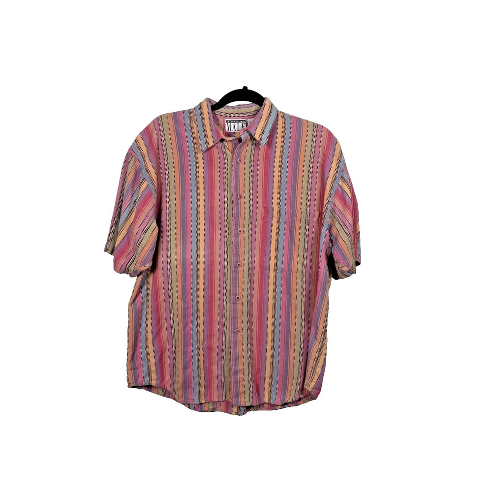 International Male Mens Shirt Striped Size M Boxy Oversized 90s Y2K Muted Earthy